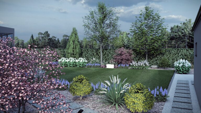 wizualizacja rabaty roślinnej