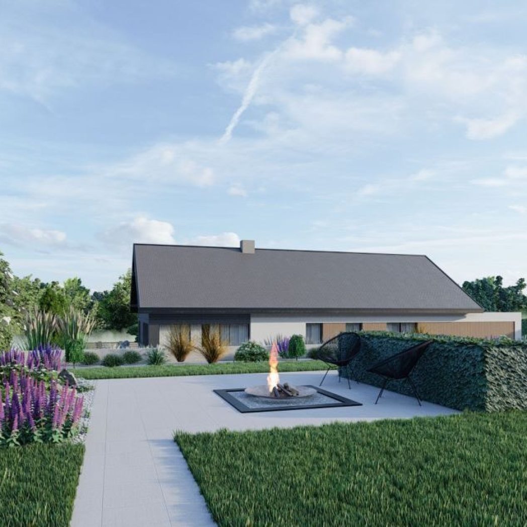 projekt ogrodu z paleniskiem