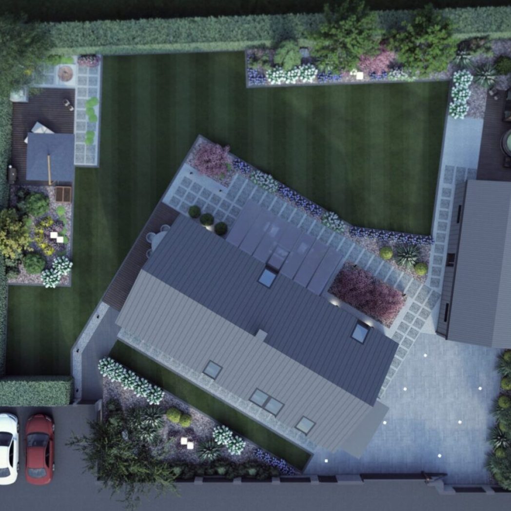 rzut techniczny ogrodu z lotu ptaka